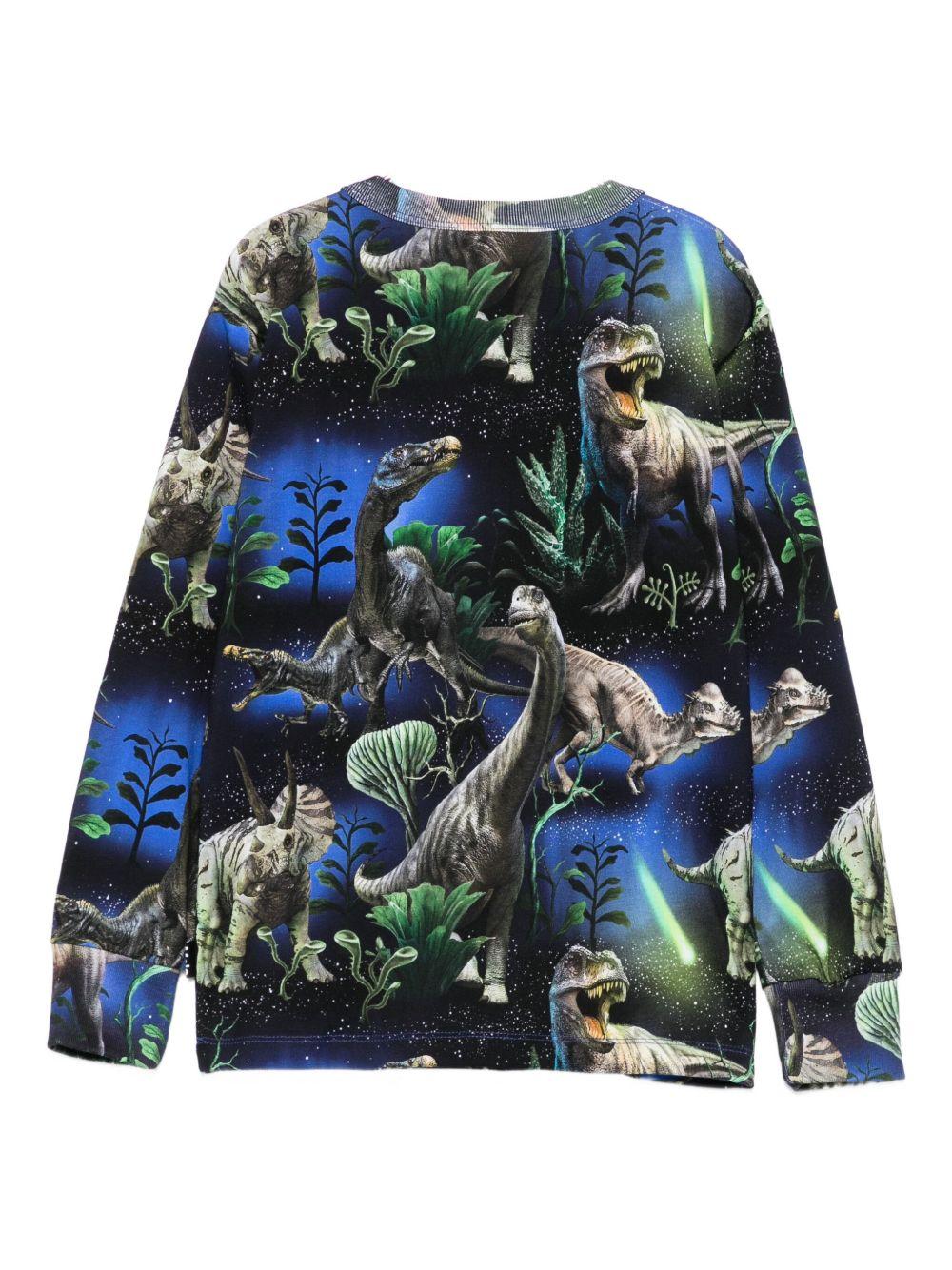 Felpa per bambino Molo blu con stampa dinosauro - Rubino Kids