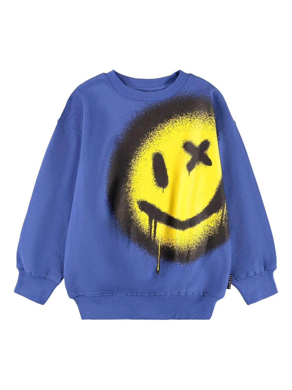 Felpa per bambino Molo blu con stampa grafica smiley - Rubino Kids