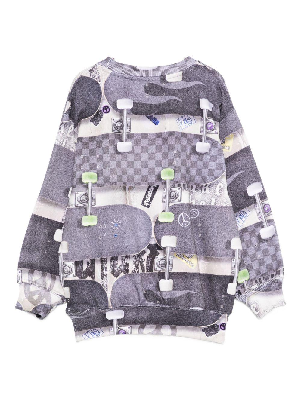 Felpa per bambino Molo grigio con stampa skateboard - Rubino Kids