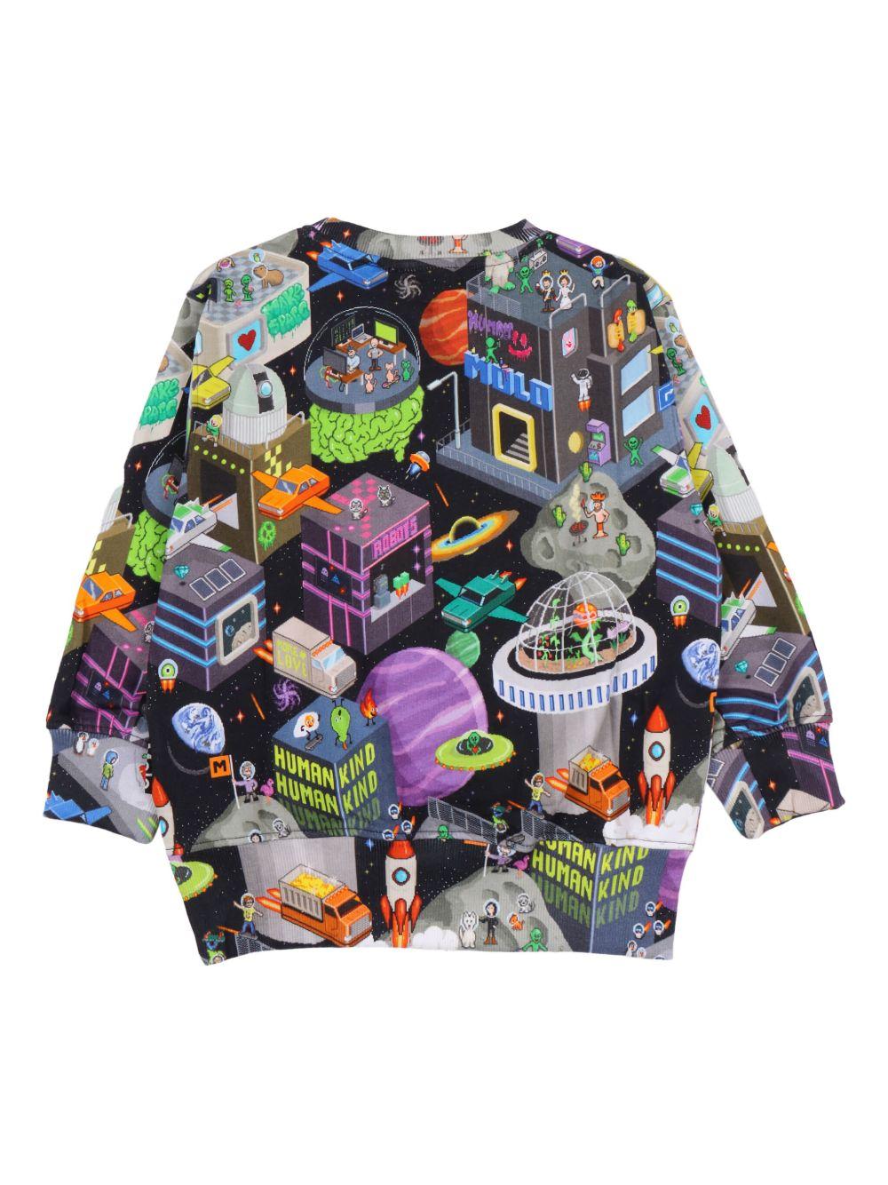 Felpa per bambino Molo Mattis nero con grafica all - over - Rubino Kids