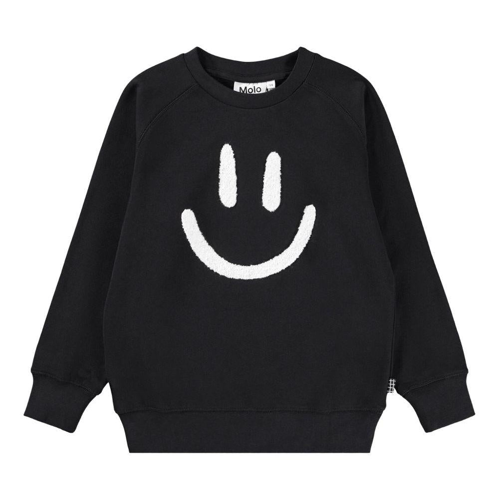 Felpa per bambino Molo Mike nero con stampa smile - Rubino Kids