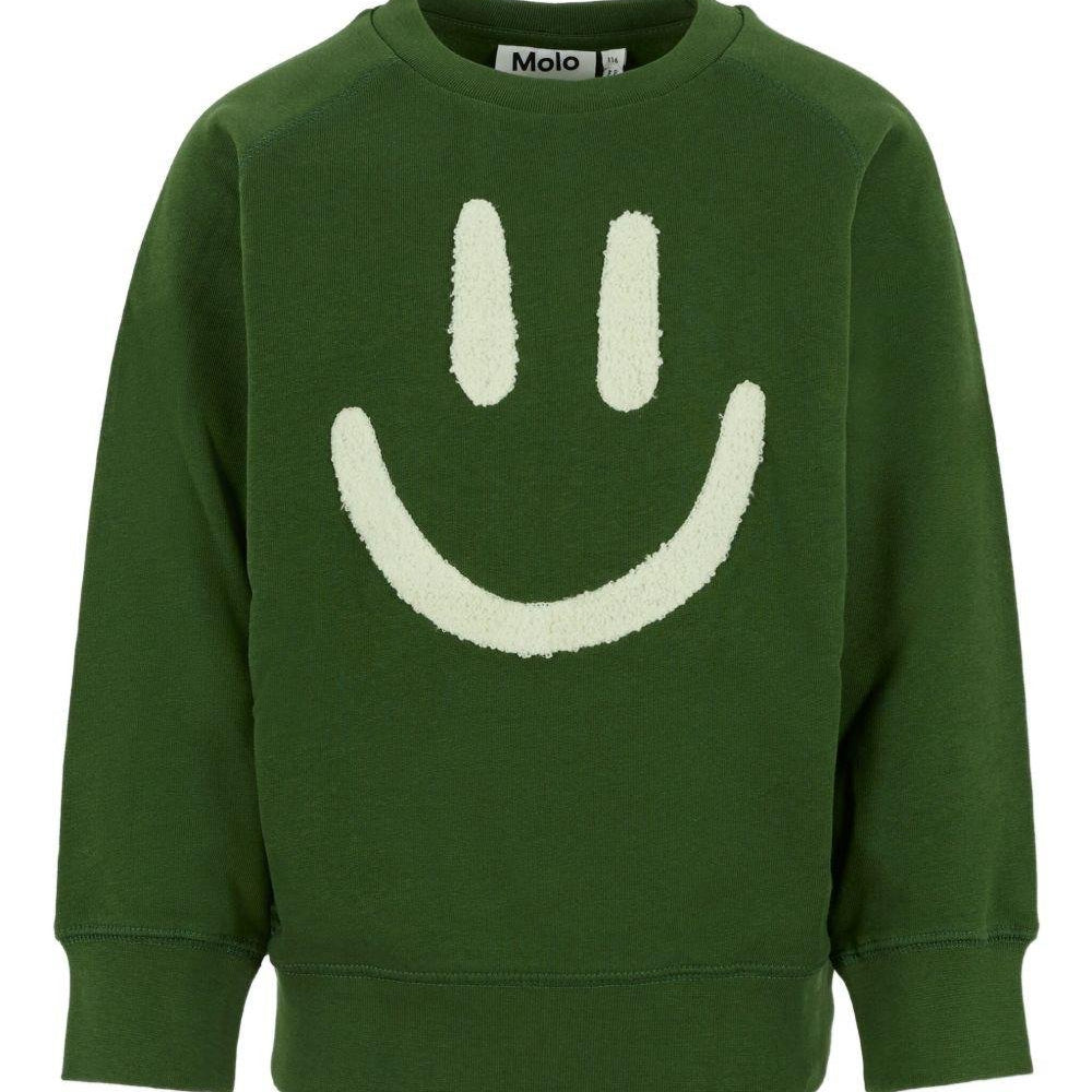 Felpa per bambino Molo verde con stampa smiley - Rubino Kids
