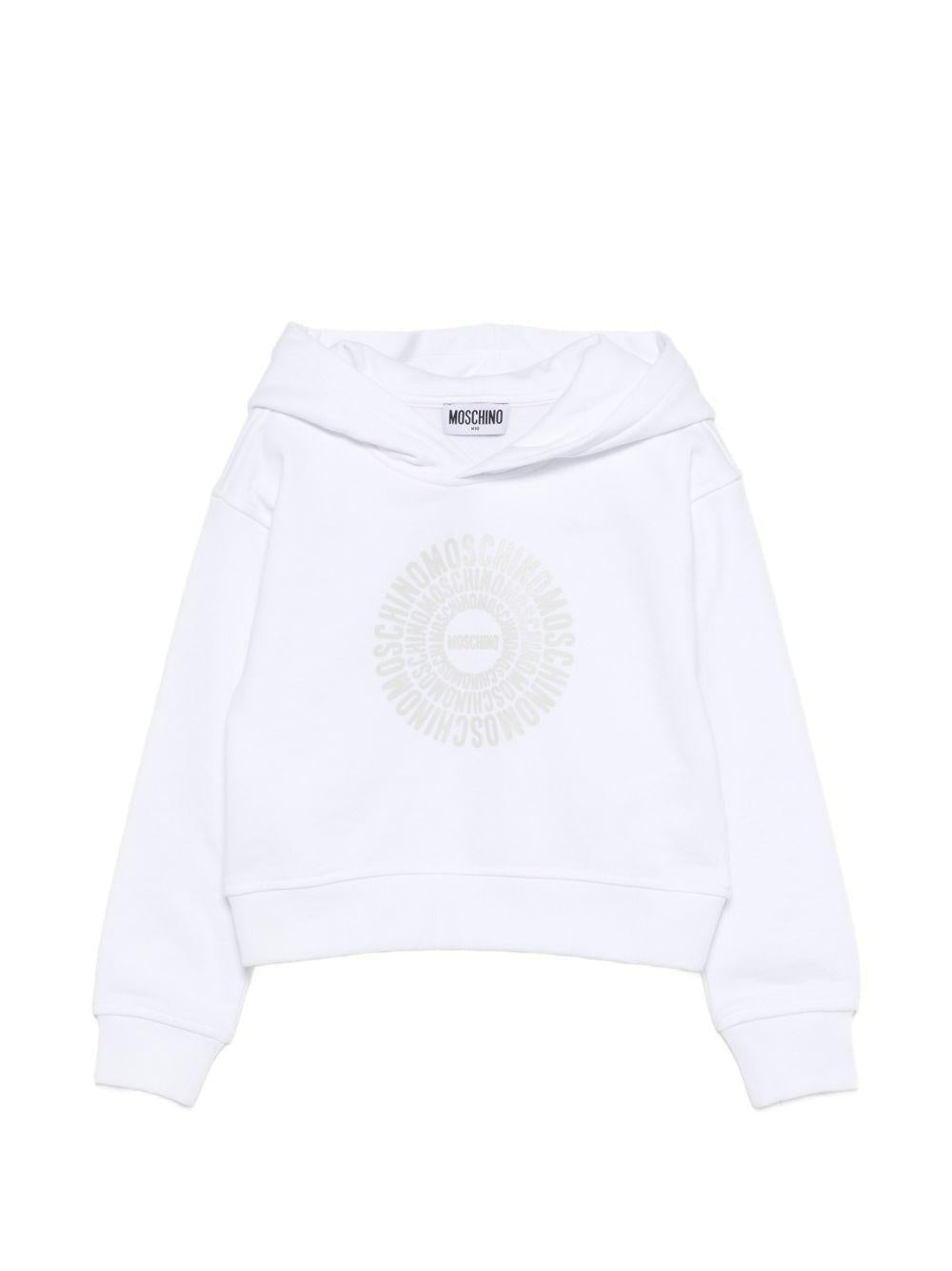 Felpa per bambino Moschino Kids bianca con cappuccio - Rubino Kids