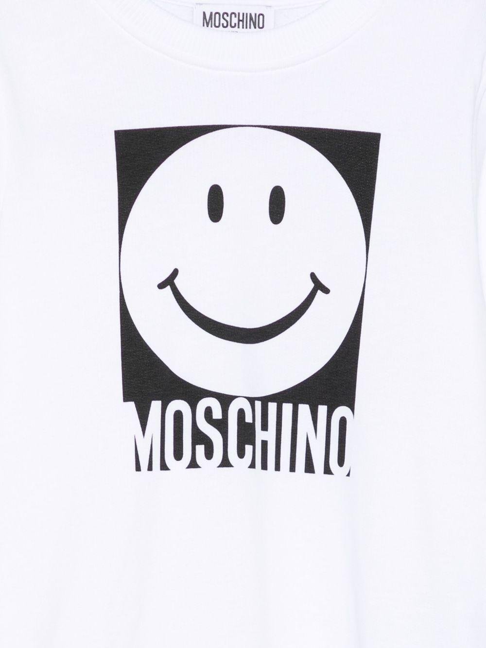 Felpa per bambino Moschino Kids bianco con motivo a faccina sorridente - Rubino Kids