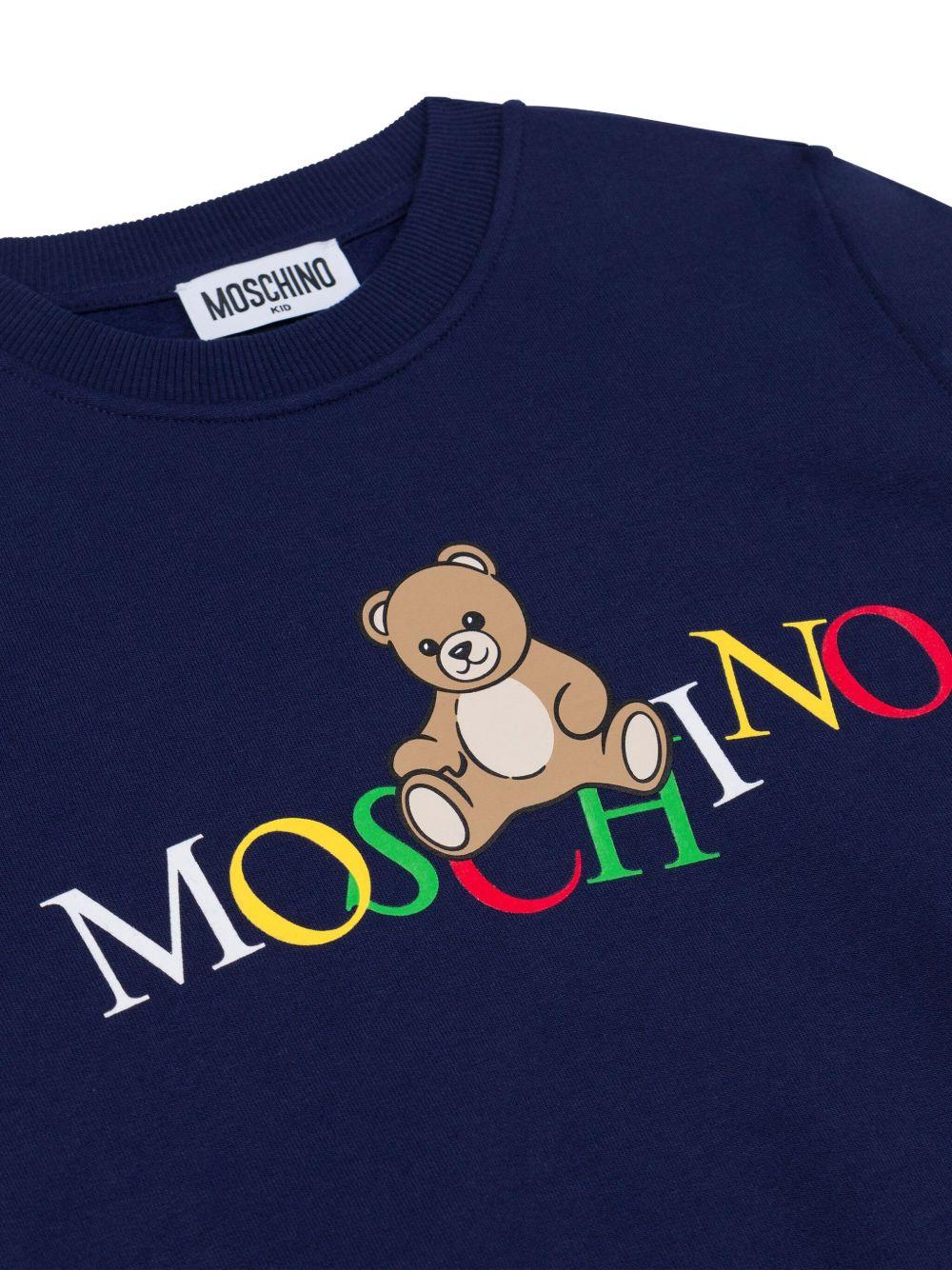 Felpa per bambino Moschino Kids blu con motivo Teddy Bear - Rubino Kids