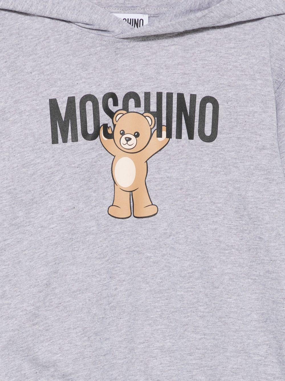 Felpa per bambino Moschino Kids grigio con stampa Teddy e cappuccio - Rubino Kids