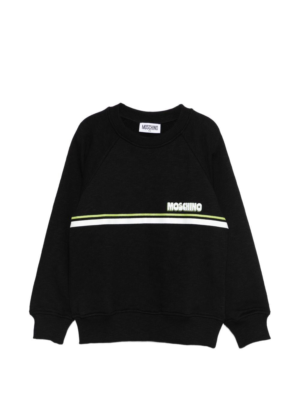 Felpa per bambino Moschino Kids nera con logo sul davanti - Rubino Kids