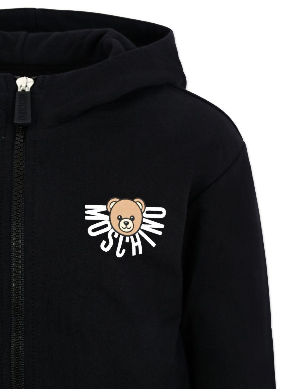 Felpa per bambino Moschino Kids nero con stampa Teddy Bear - Rubino Kids