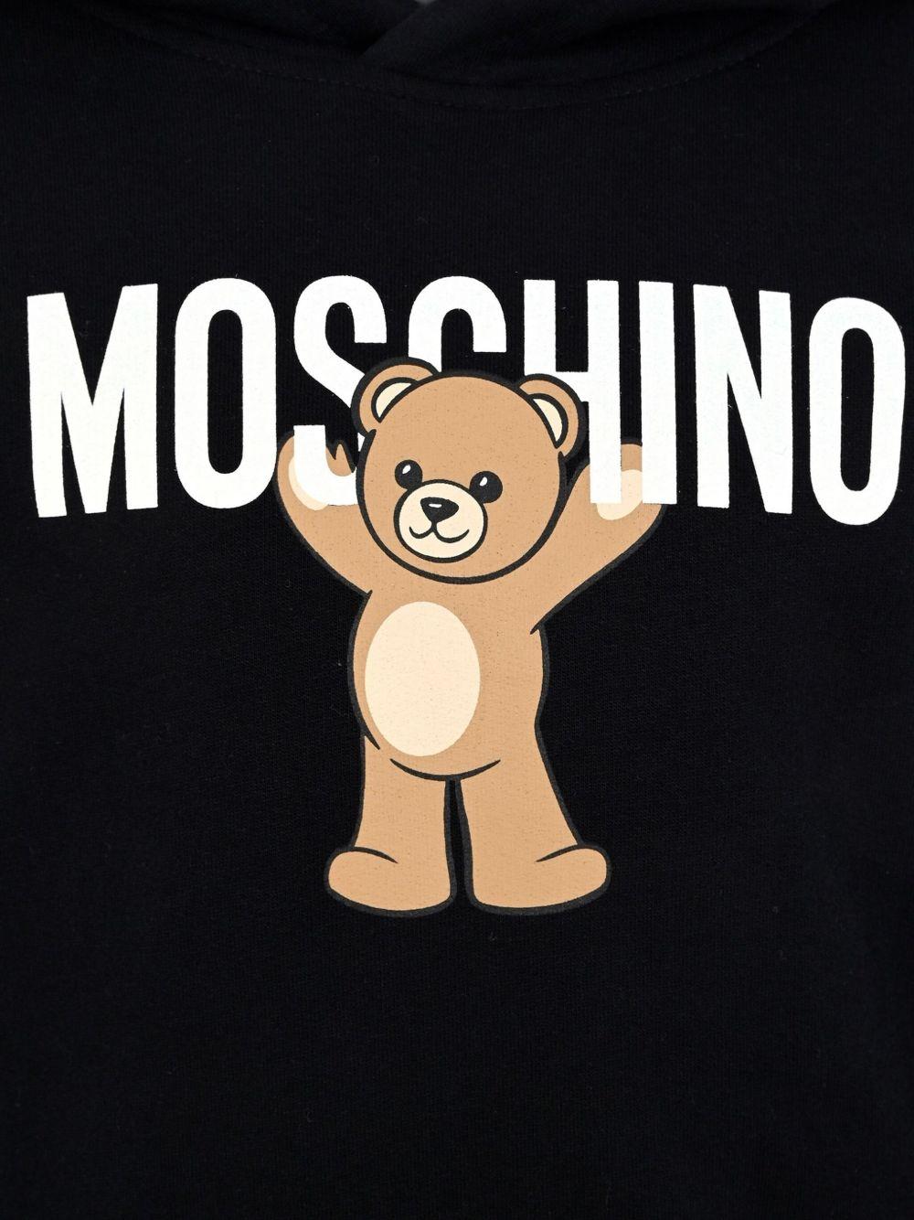 Felpa per bambino Moschino Kids nero con stampa Teddy e cappuccio - Rubino Kids