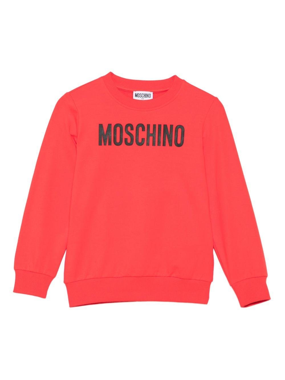 Felpa per bambino Moschino Kids rosso con stampa logo - Rubino Kids