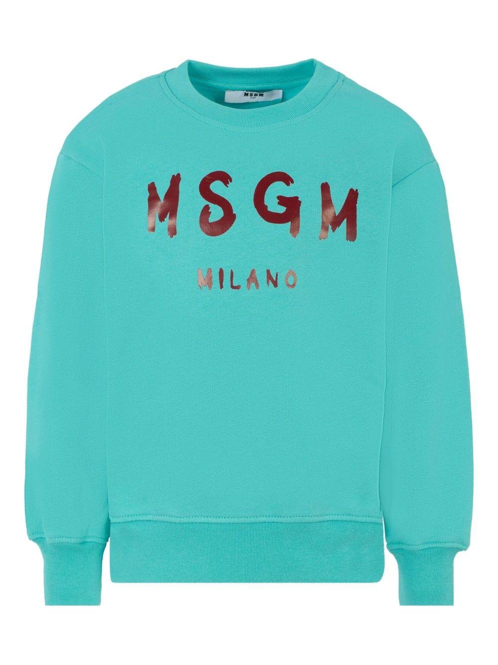 Felpa per bambino MSGM Kids azzurro con logo sul davanti - Rubino Kids