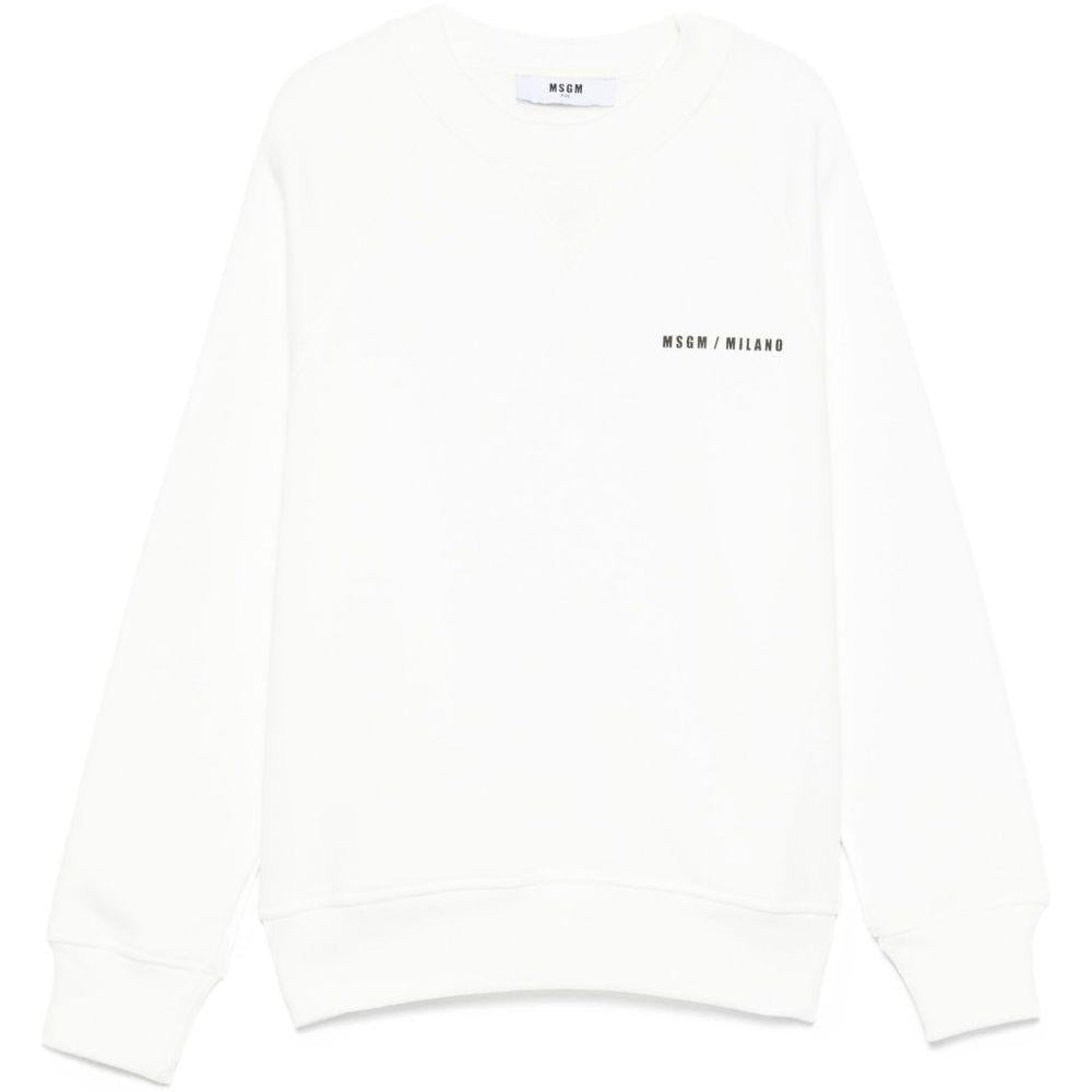 Felpa per bambino MSGM Kids bianco con stampa logo sul davanti - Rubino Kids