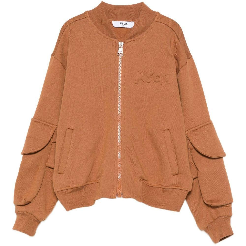 Felpa per bambino MSGM kids marrone con cerniera - Rubino Kids