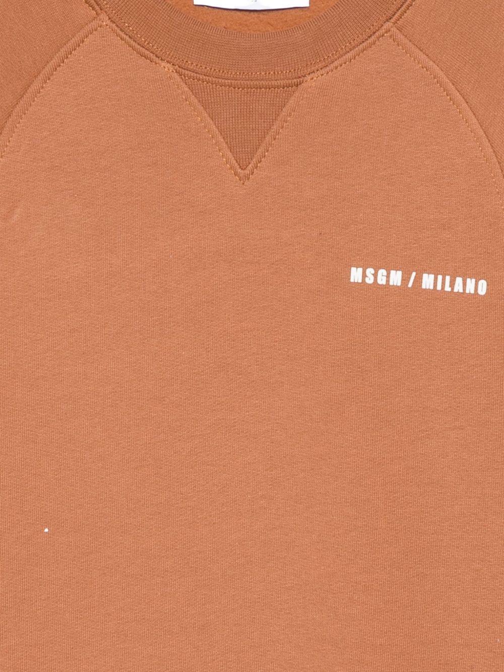 Felpa per bambino MSGM Kids marrone con stampa logo sul davanti - Rubino Kids