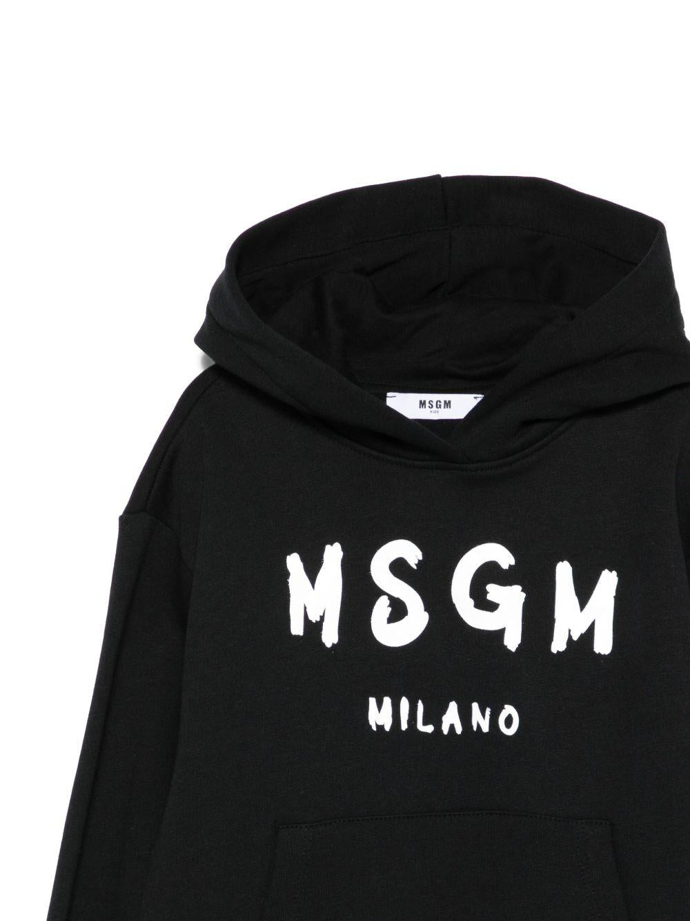 Felpa per bambino MSGM Kids nera con cappuccio - Rubino Kids
