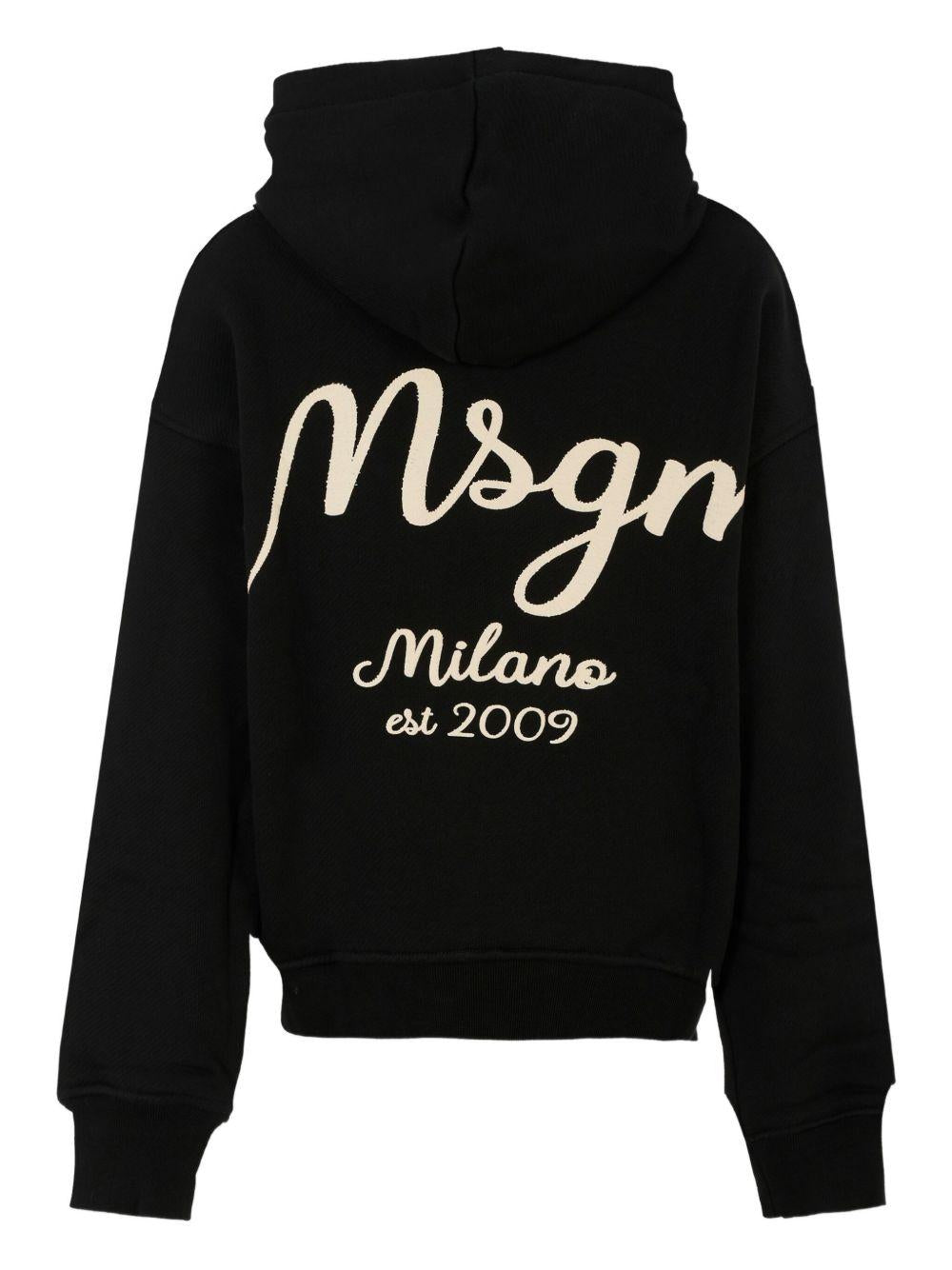 Felpa per bambino MSGM Kids nero con cappuccio con logo ricamato - Rubino Kids