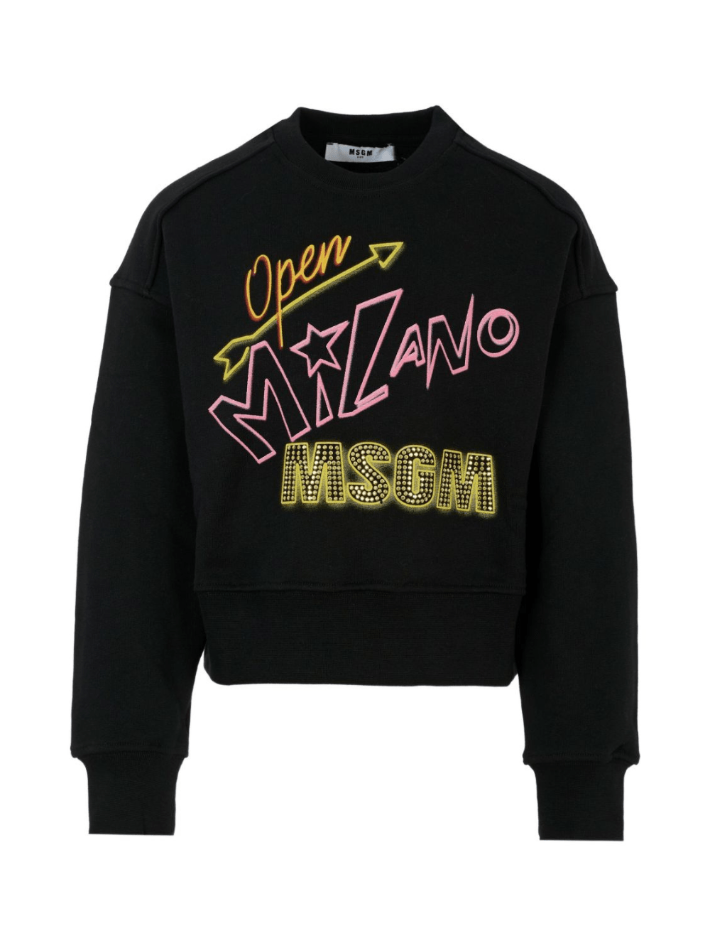 Felpa per bambino MSGM Kids nero con logo decorato - Rubino Kids