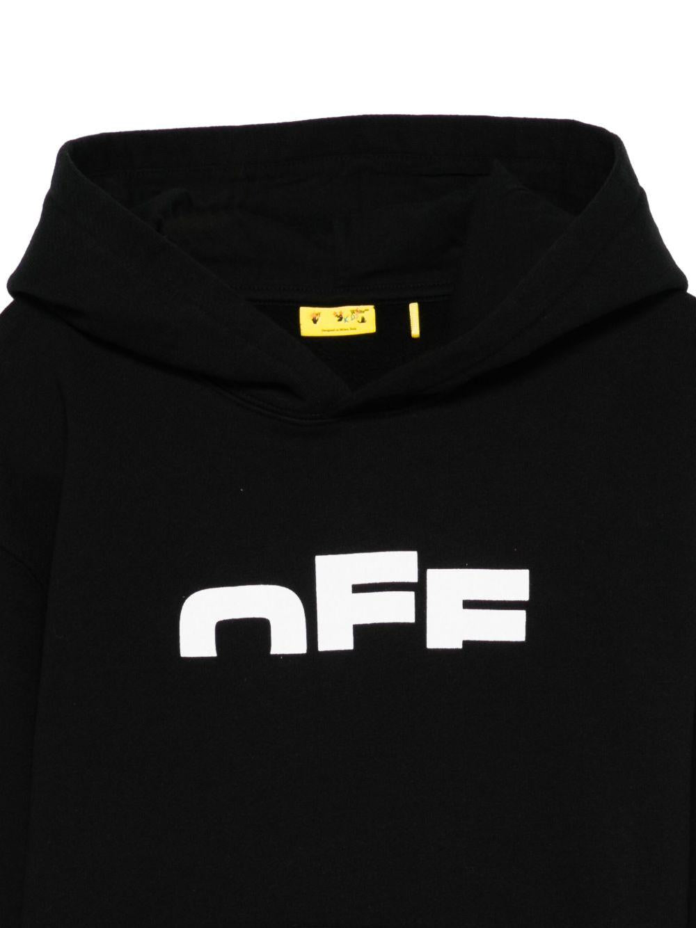 Felpa per bambino Off - White Kids nera con logo frontale - Rubino Kids