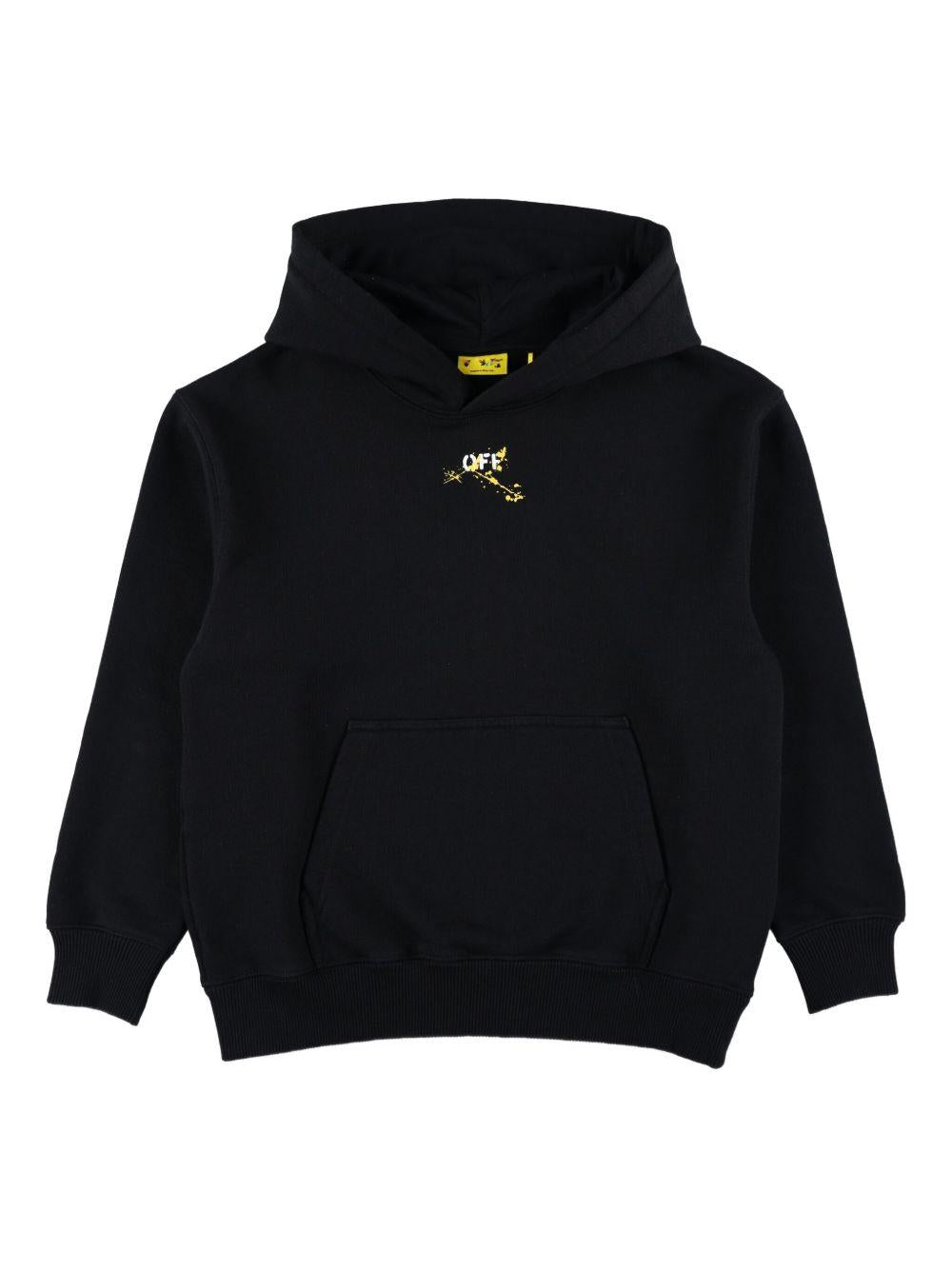 Felpa per bambino Off - White kids nera con logo stampato e cappuccio - Rubino Kids