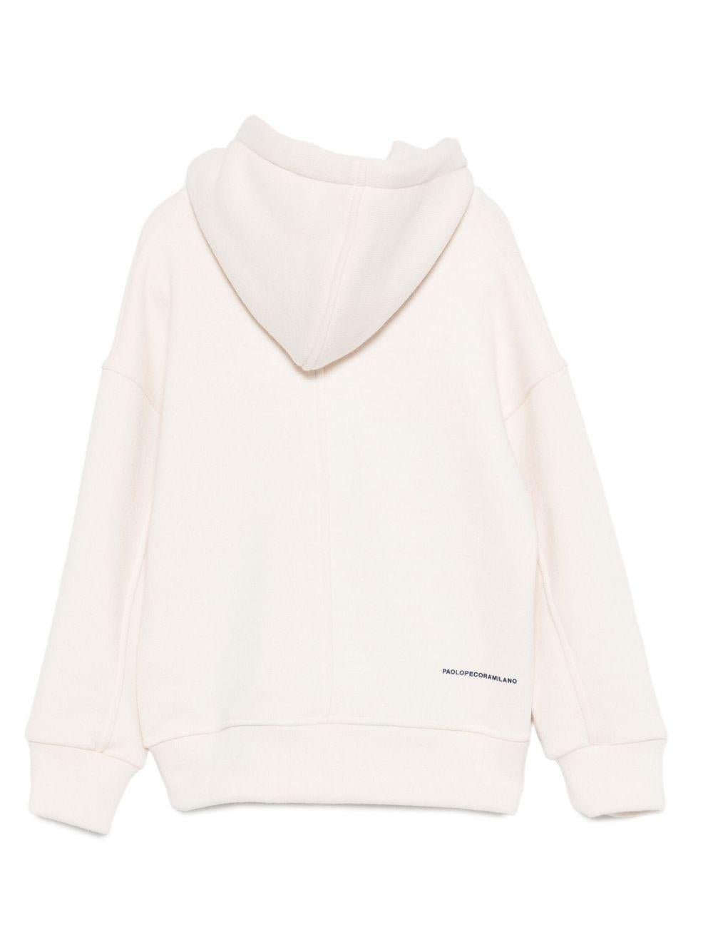 Felpa per bambino Paolo Pecora Kids bianco con cappuccio - Rubino Kids