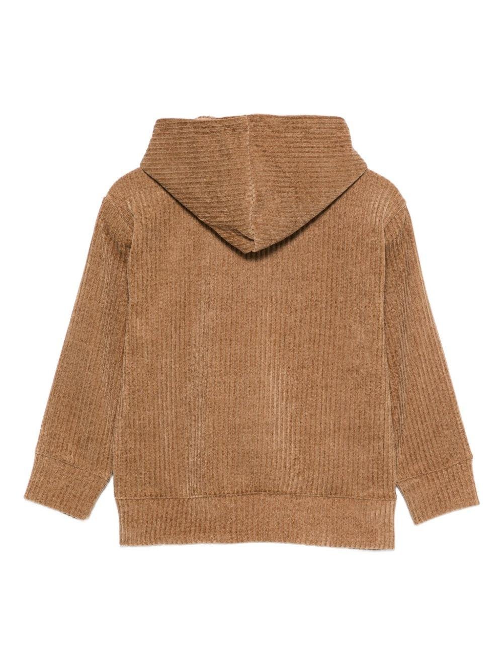 Felpa per bambino Paolo Pecora Kids marrone con zip e cappuccio - Rubino Kids