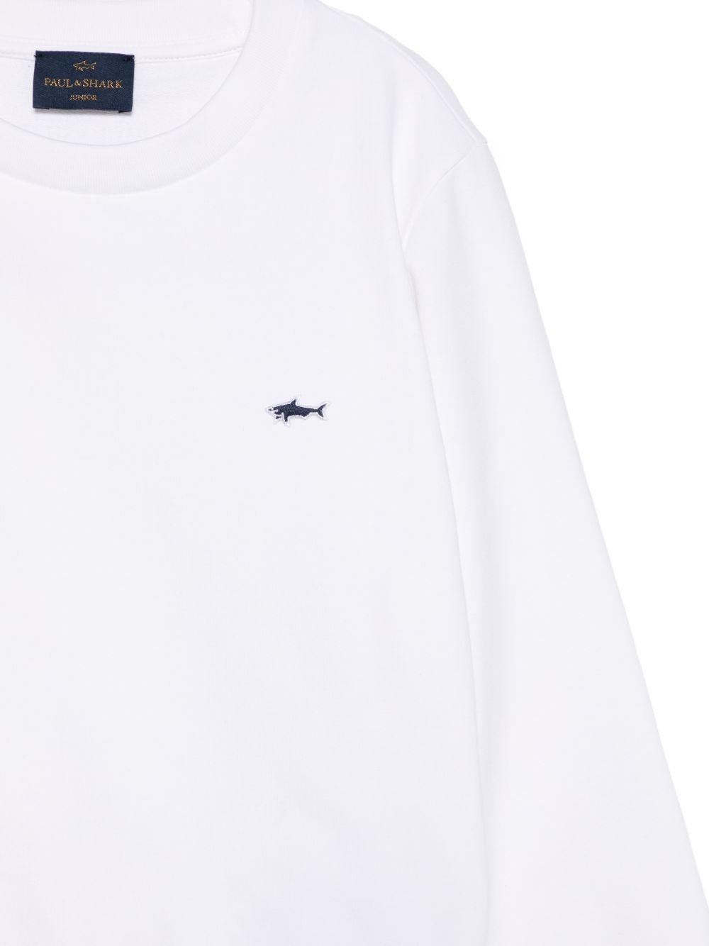 Felpa per bambino Paul & Shark Kids bianca con ricamo squalo sul davanti - Rubino Kids