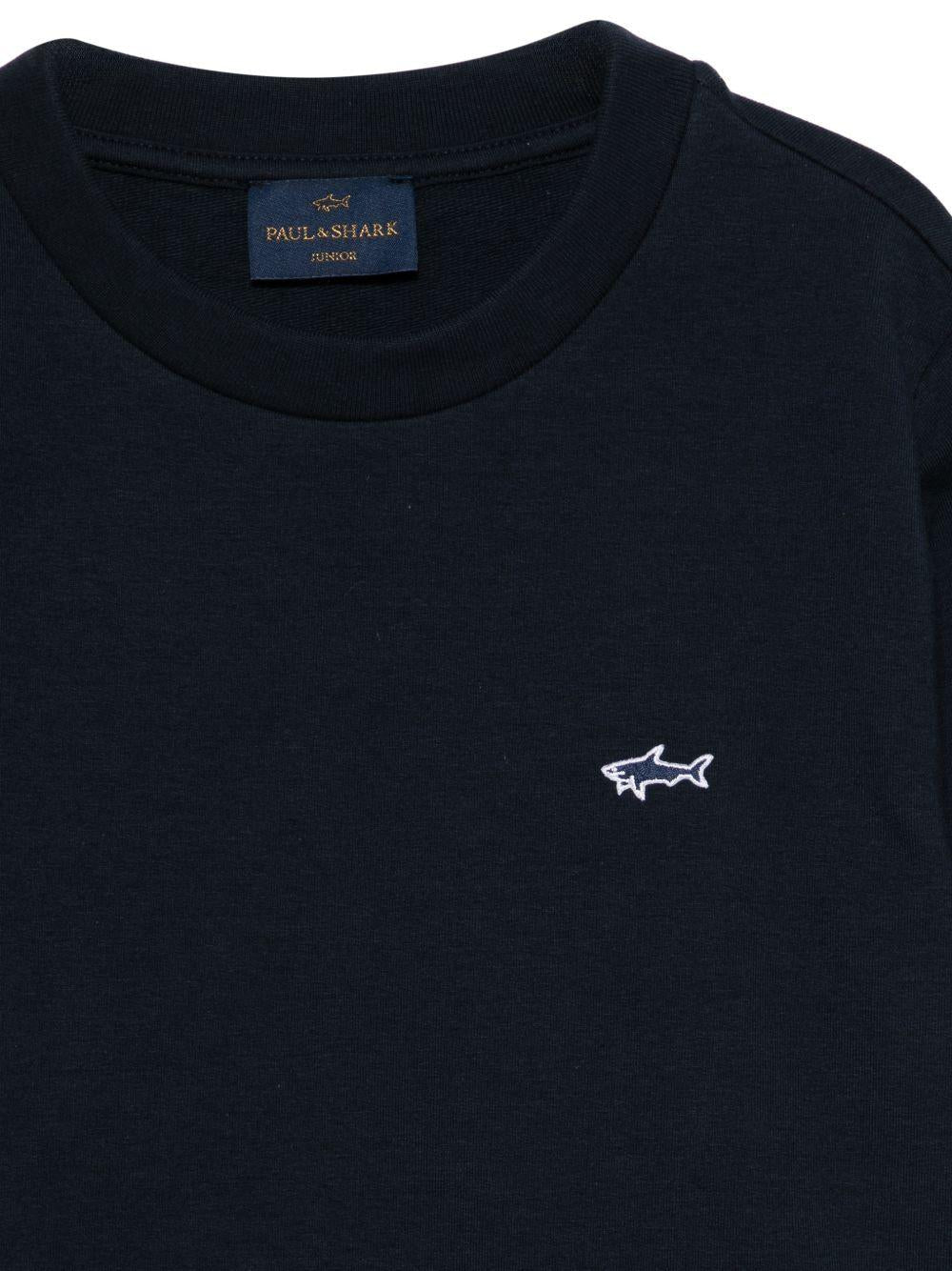 Felpa per bambino Paul & Shark Kids blu con ricamo squalo sul davanti - Rubino Kids