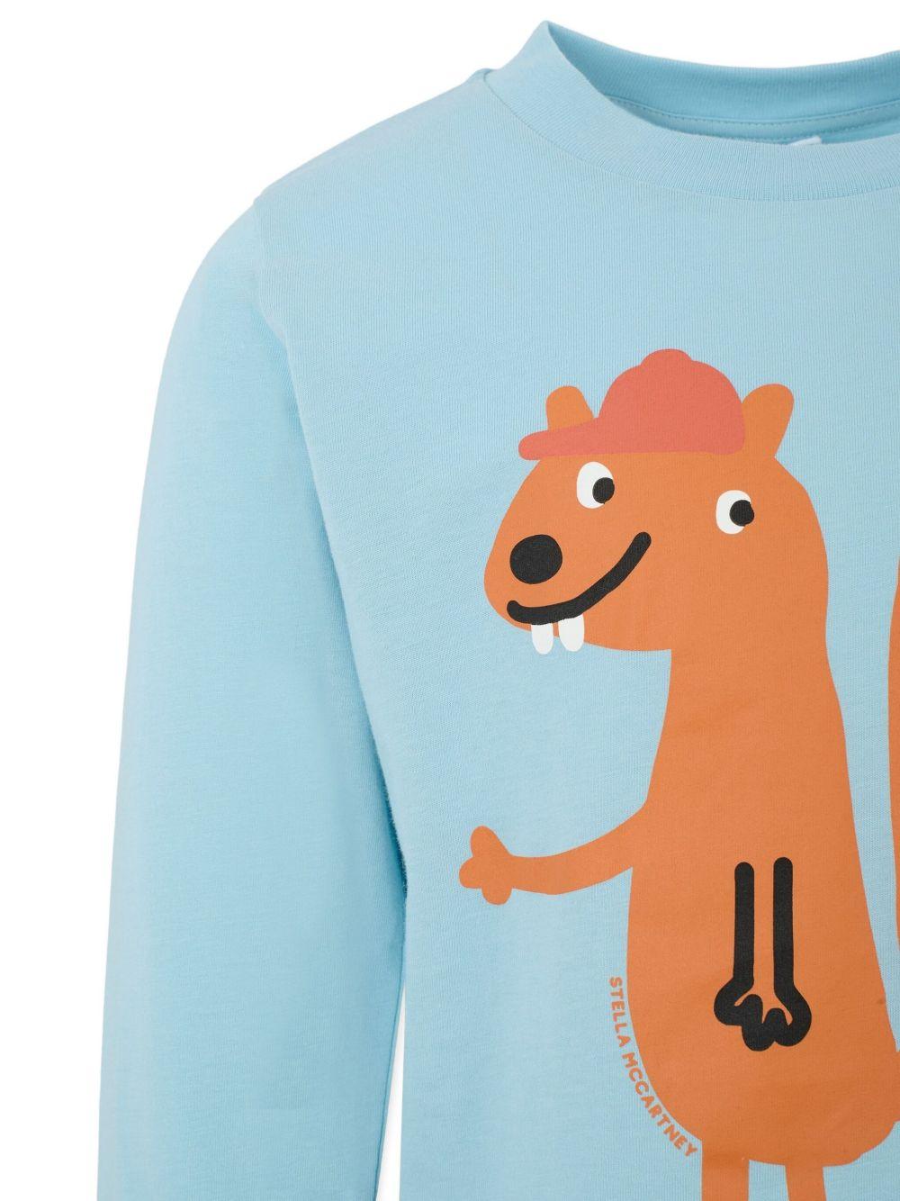 Felpa per bambino Stella McCartney Kids azzurro a maniche lunghe con stampa - Rubino Kids