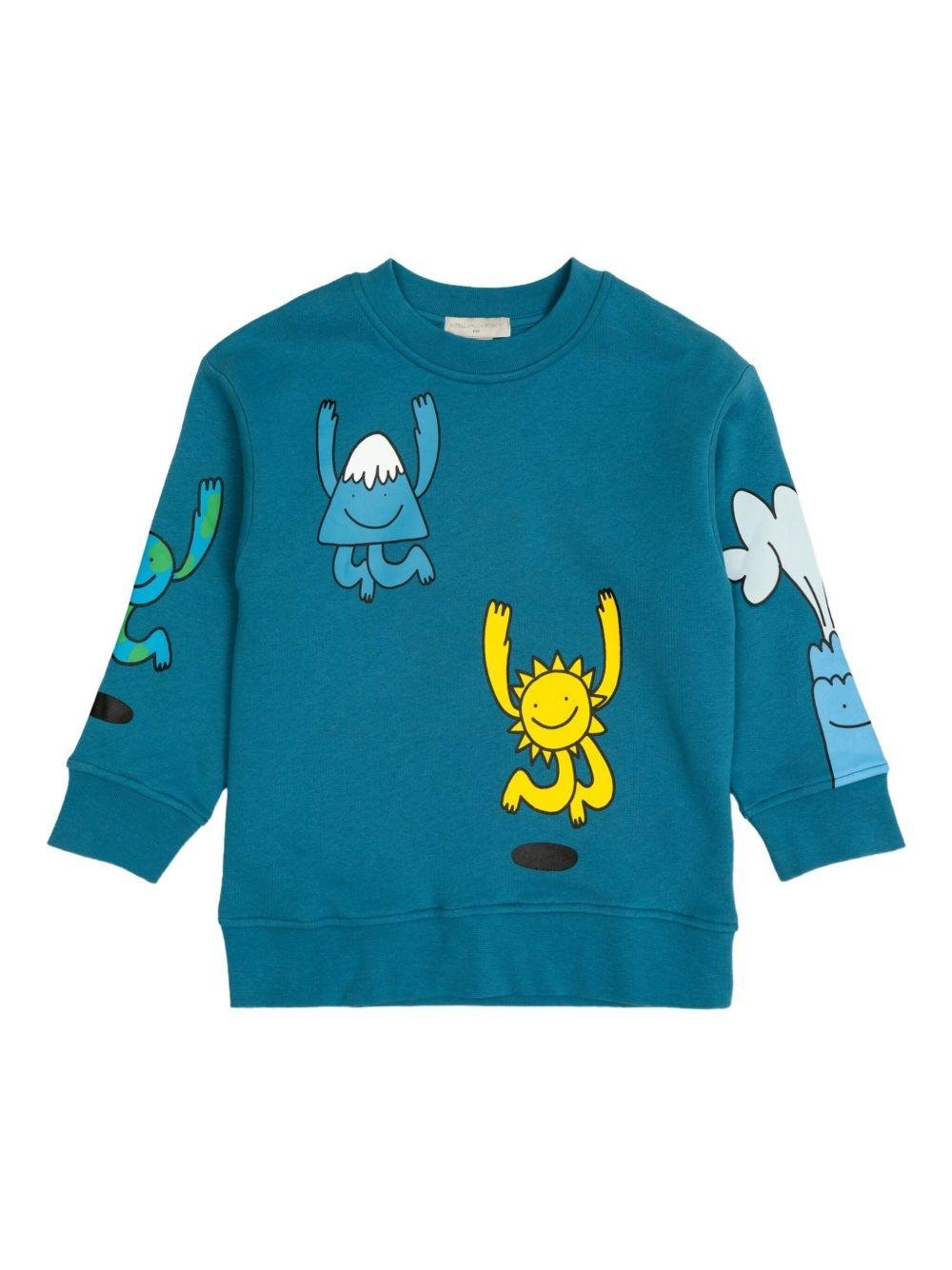 Felpa per bambino Stella McCartney Kids blu con stampa grafica cartoon - Rubino Kids