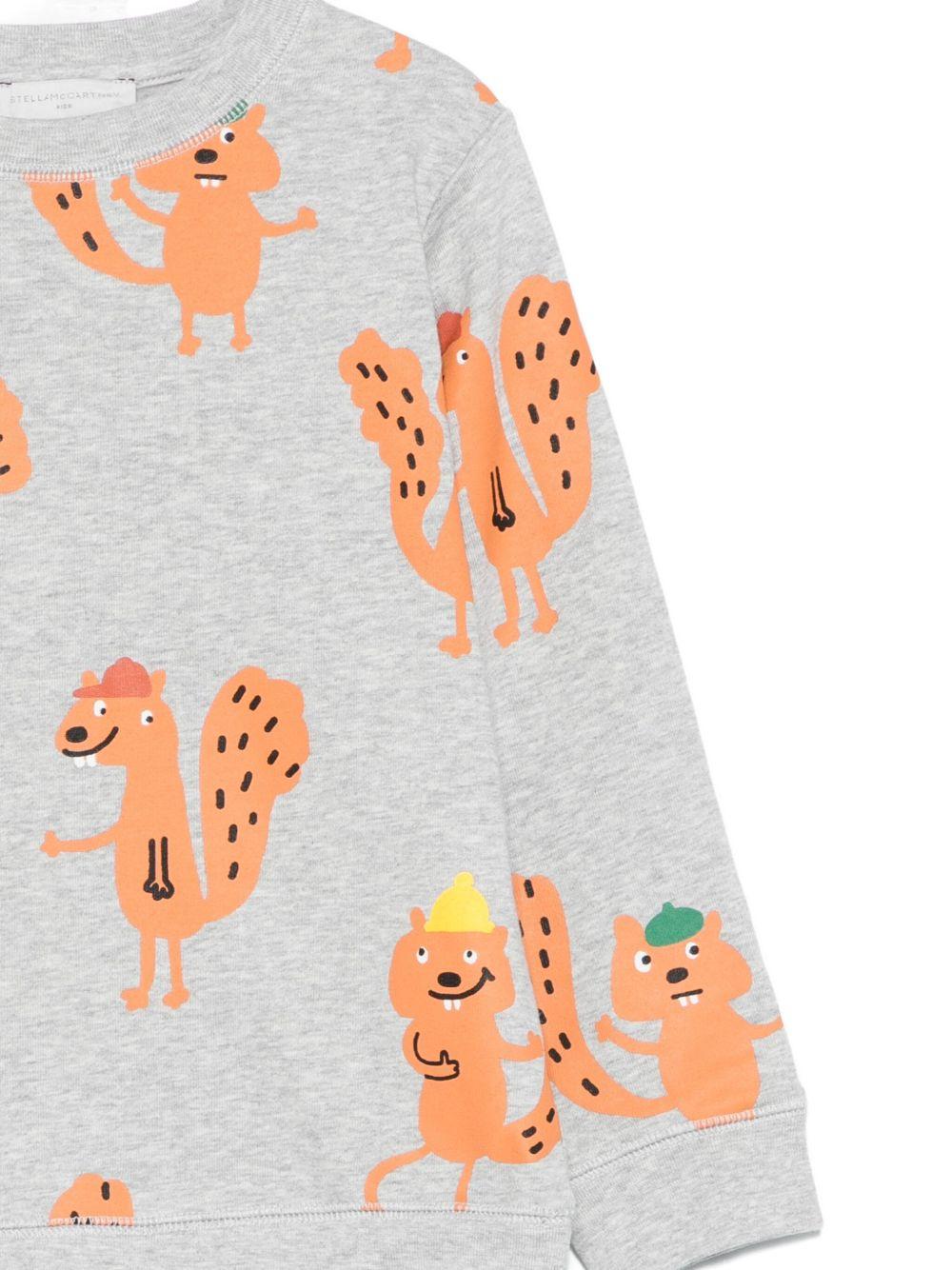 Felpa per bambino Stella McCartney Kids grigia con stampa scoiattolo - Rubino Kids