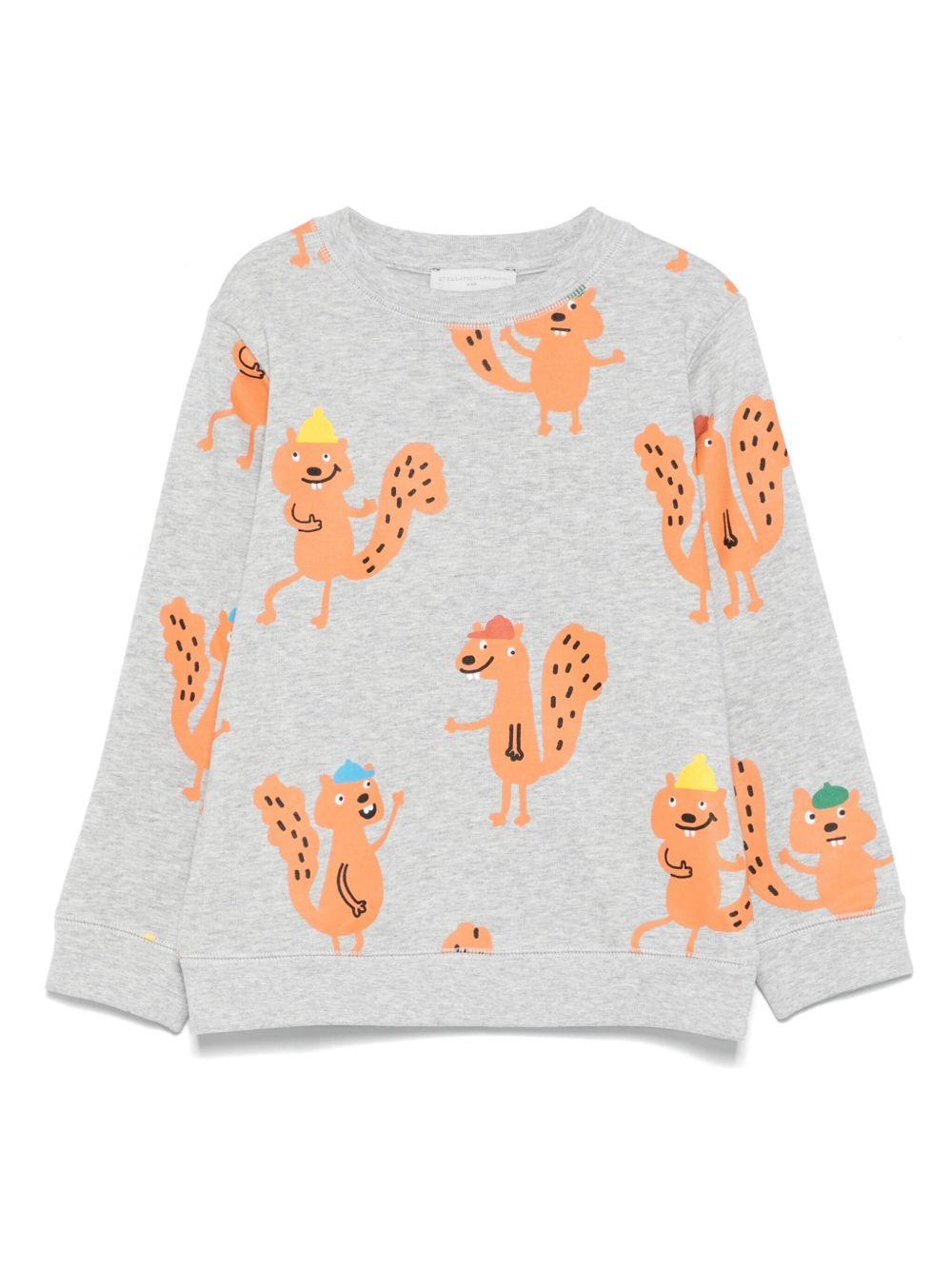 Felpa per bambino Stella McCartney Kids grigia con stampa scoiattolo - Rubino Kids