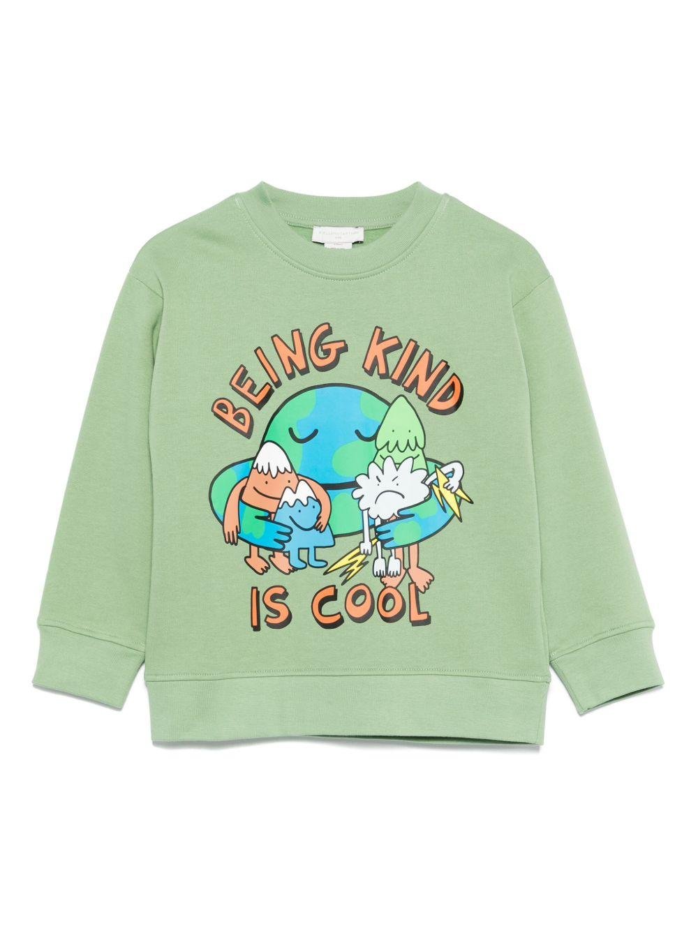 Felpa per bambino Stella McCartney Kids verde con stampa grafica - Rubino Kids