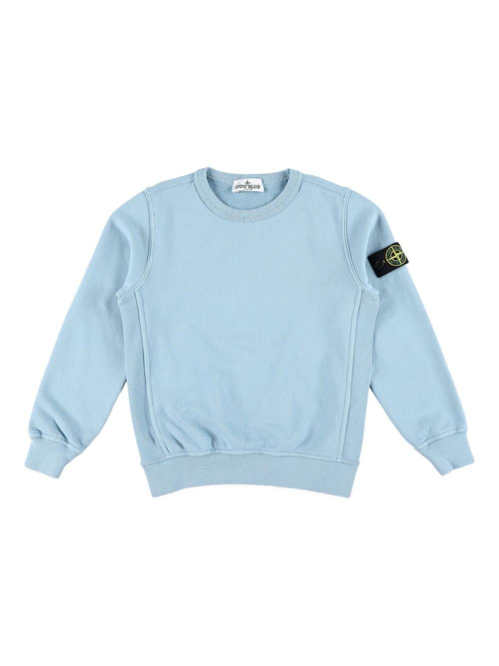 Felpa per bambino Stone Island Junior azzurro girocollo con applicazione - Rubino Kids