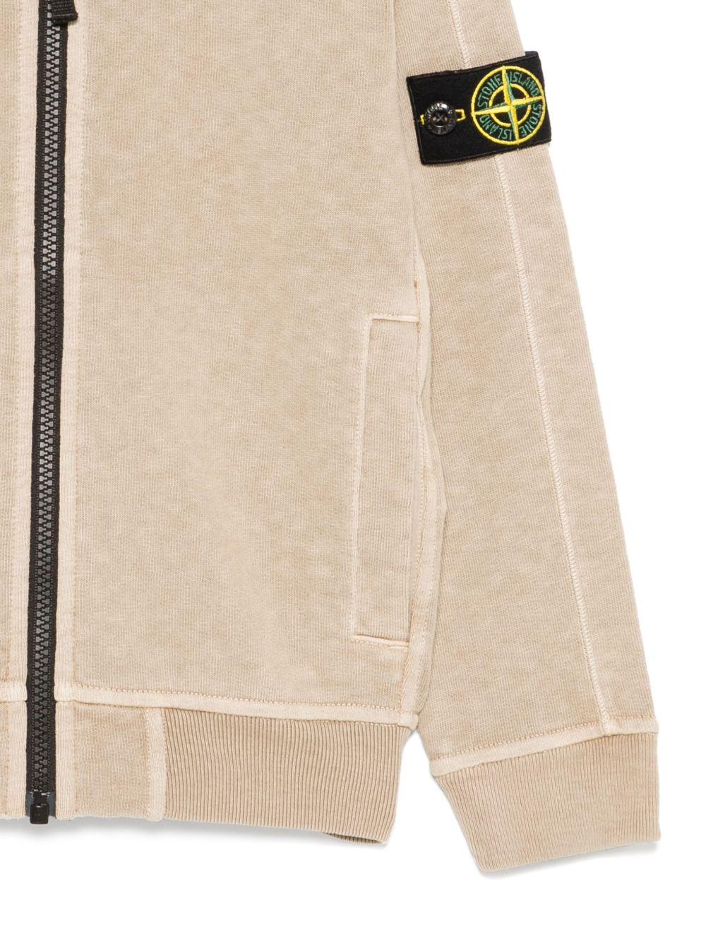 Felpa per bambino Stone Island Junior beige con applicazione Compass - Rubino Kids