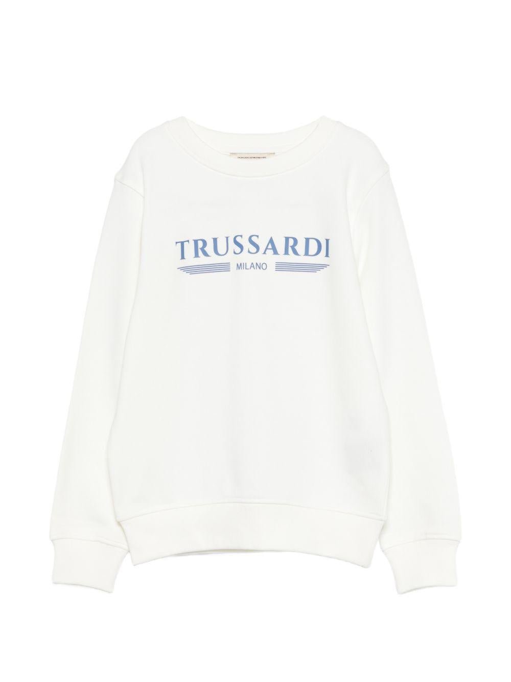 Felpa per bambino TRUSSARDI JUNIOR bianca con dettaglio logo - Rubino Kids