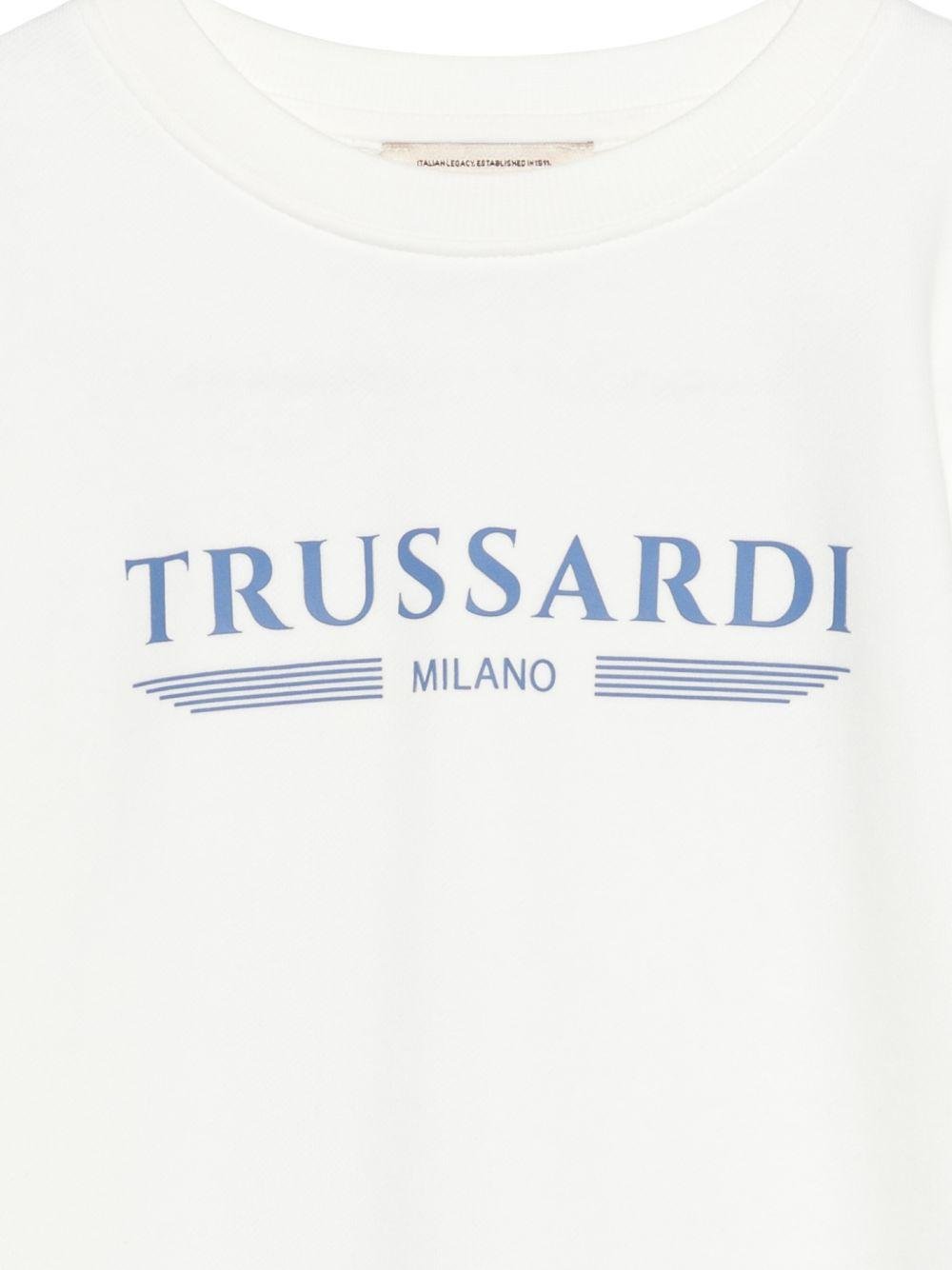 Felpa per bambino TRUSSARDI JUNIOR bianca con dettaglio logo - Rubino Kids