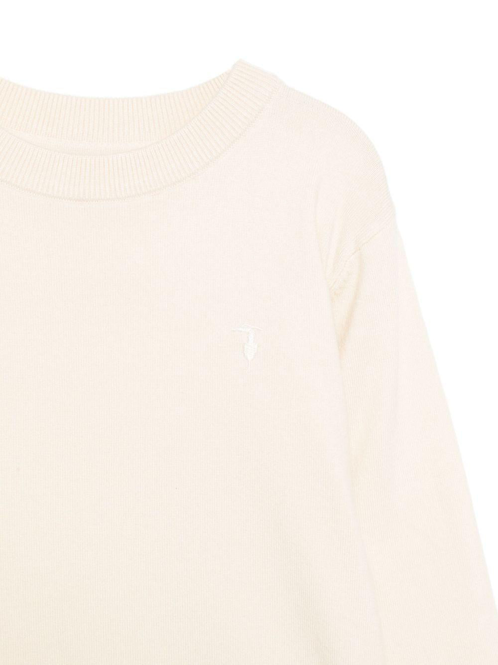 Felpa per bambino TRUSSARDI JUNIOR écru girocollo con logo ricamato - Rubino Kids