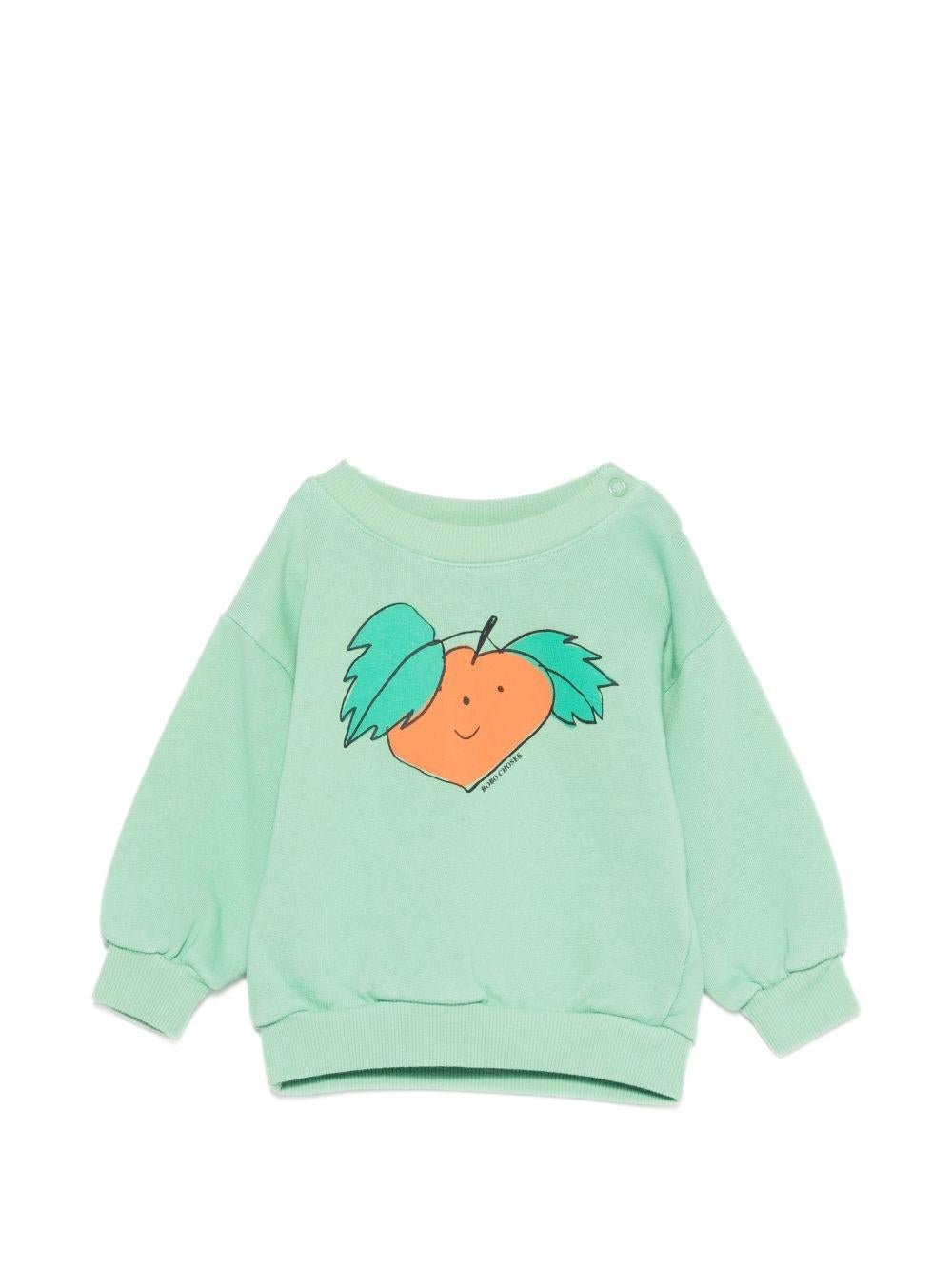 Felpa per neonata Bobo Choses verde con stampa grafica - Rubino Kids