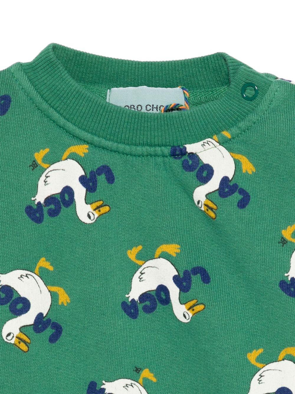 Felpa per neonata Bobo Choses verde con stampa oca - Rubino Kids