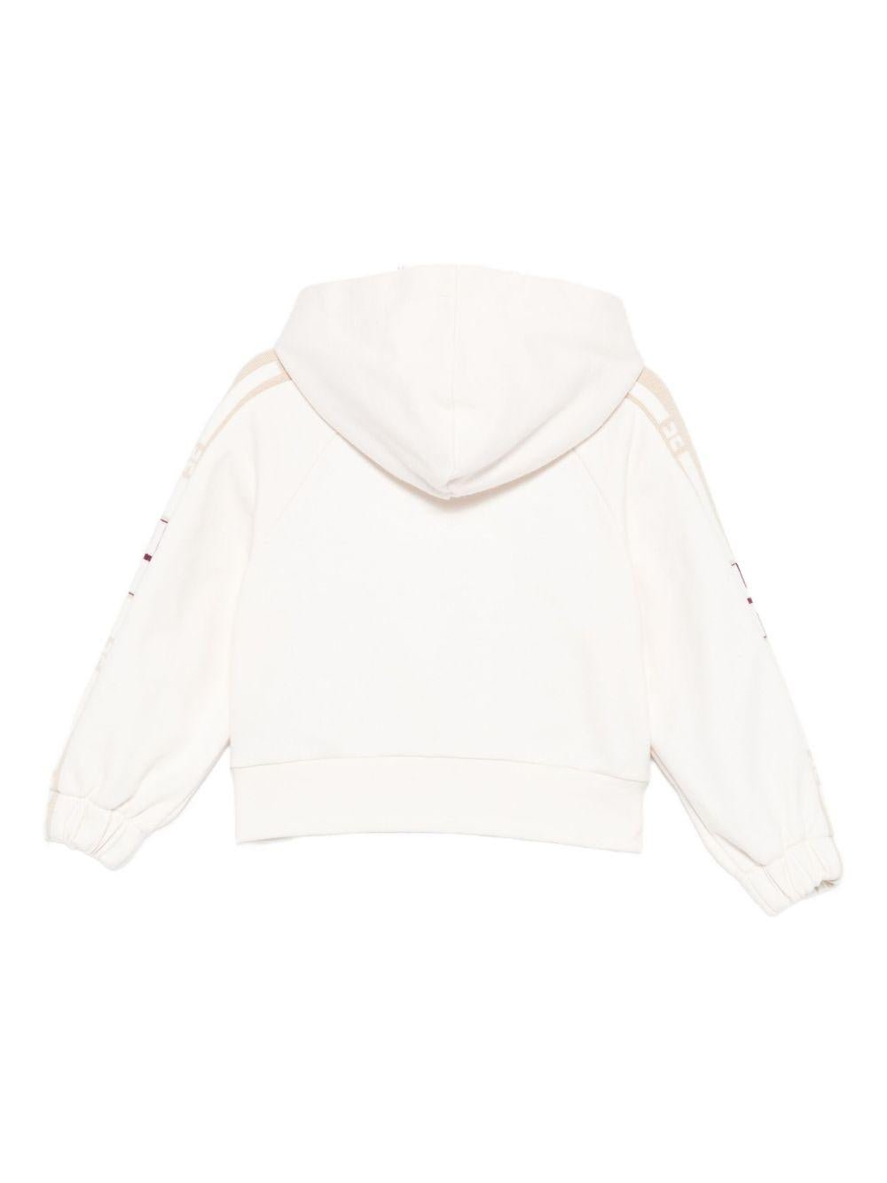 Felpa per neonata Elisabetta Franchi La Mia Bambina beige con cappuccio e zip - Rubino Kids