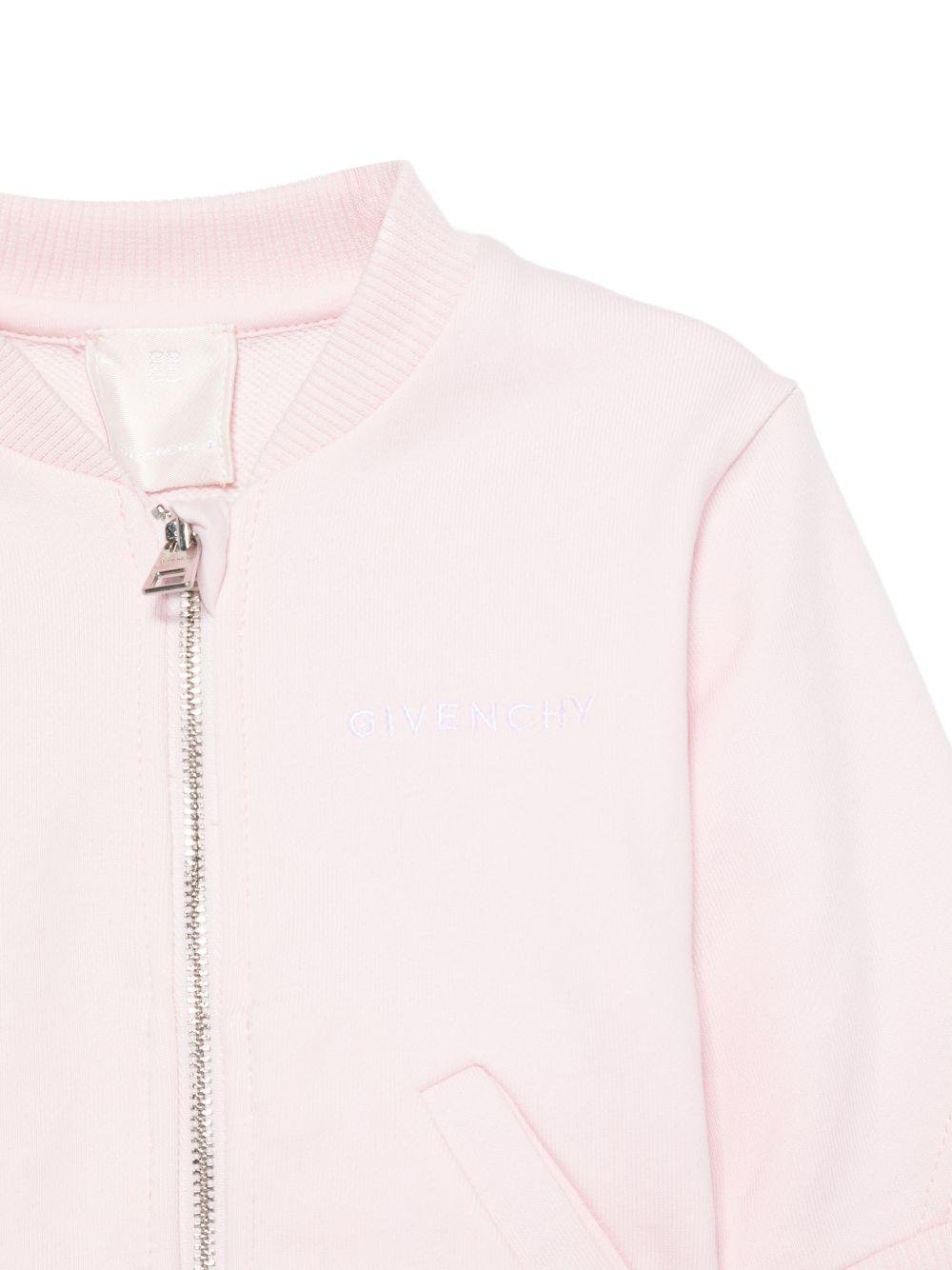 Felpa per neonata Givenchy Kids rosa chiaro con cerniera - Rubino Kids