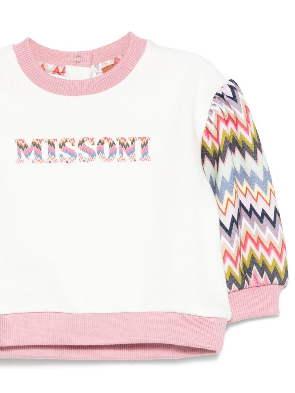 Felpa per neonata Missoni Kids bianca con motivo a zigzag - Rubino Kids