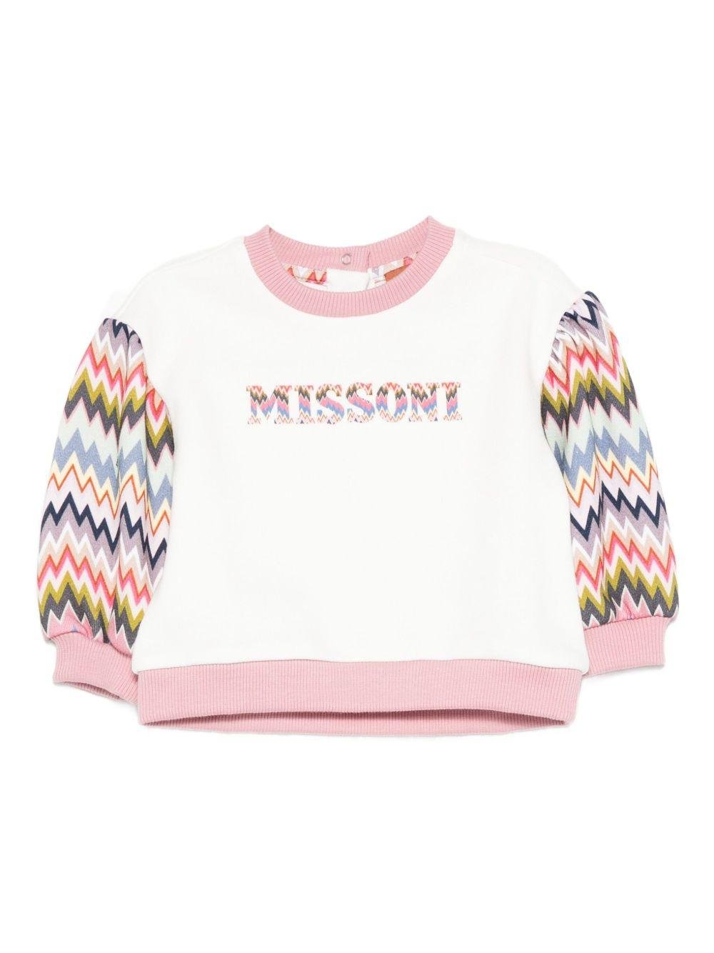 Felpa per neonata Missoni Kids bianca con motivo a zigzag - Rubino Kids