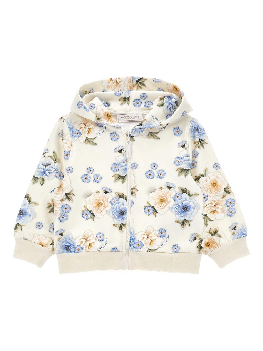 Felpa per neonata Monnalisa bianca con cappuccio - Rubino Kids
