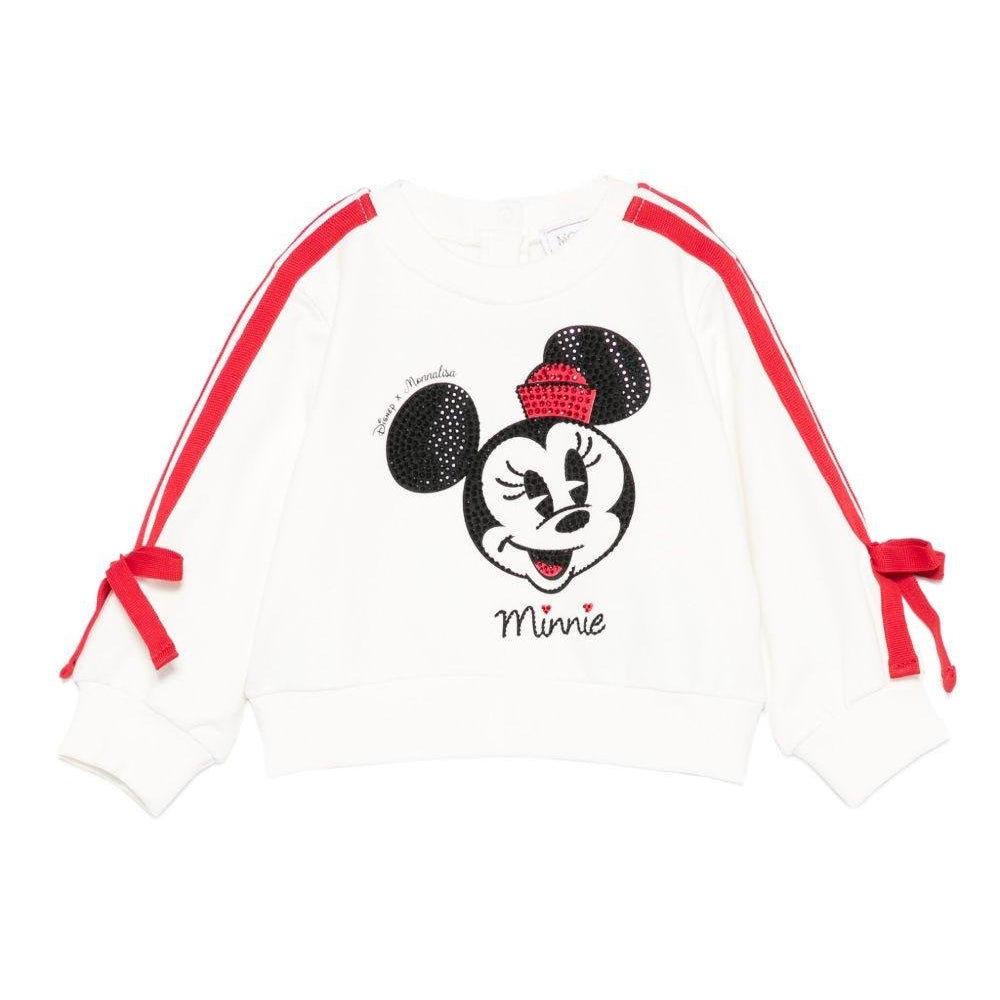 Felpa per neonata Monnalisa bianca con Minnie Mouse - Rubino Kids