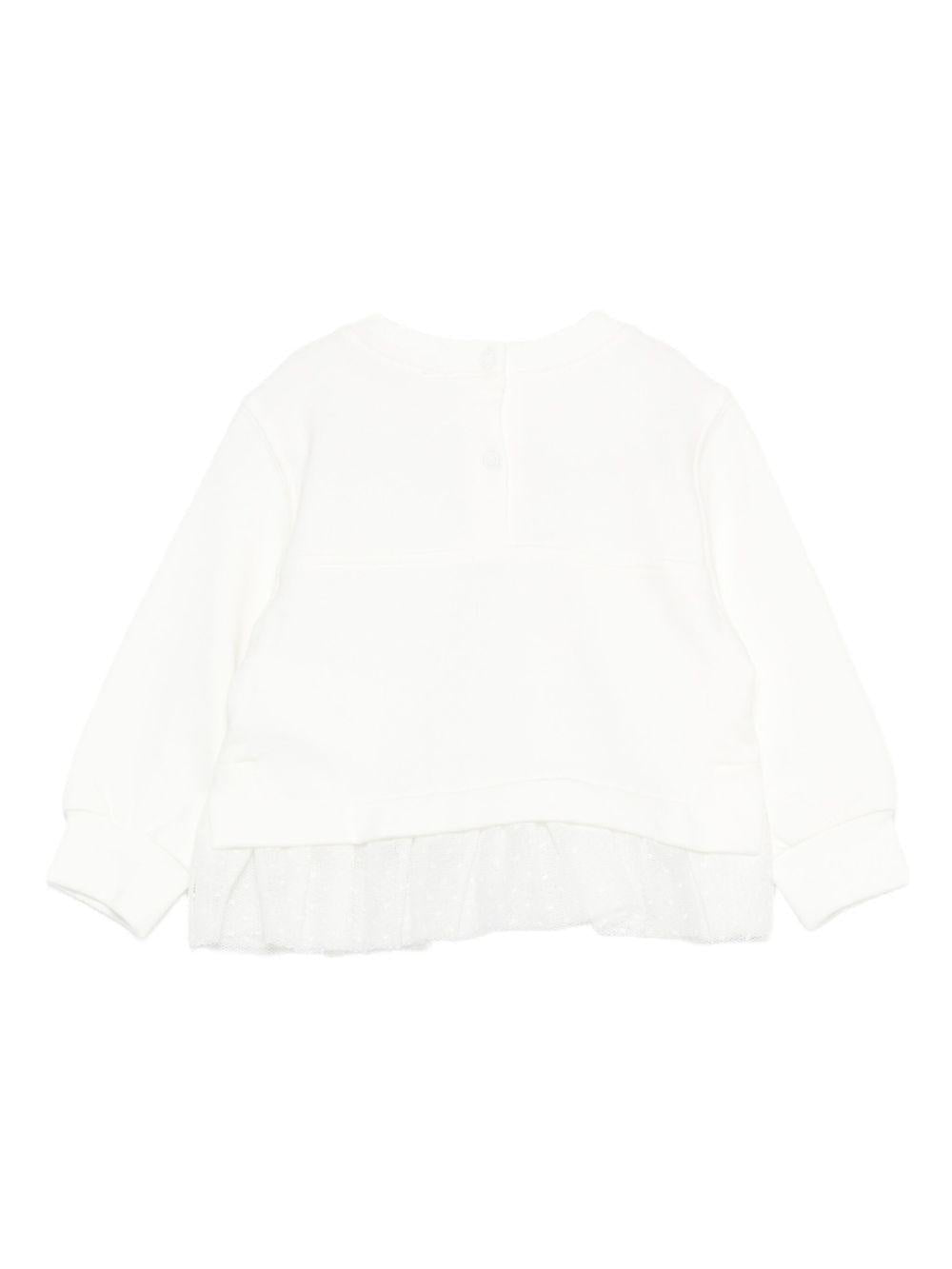 Felpa per neonata Monnalisa bianco con rifiniture in tulle - Rubino Kids