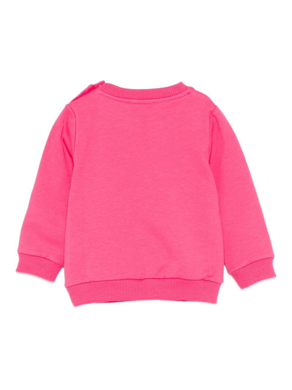 Felpa per neonata Moschino Kids fucsia con logo Teddy Bear e fiocco - Rubino Kids