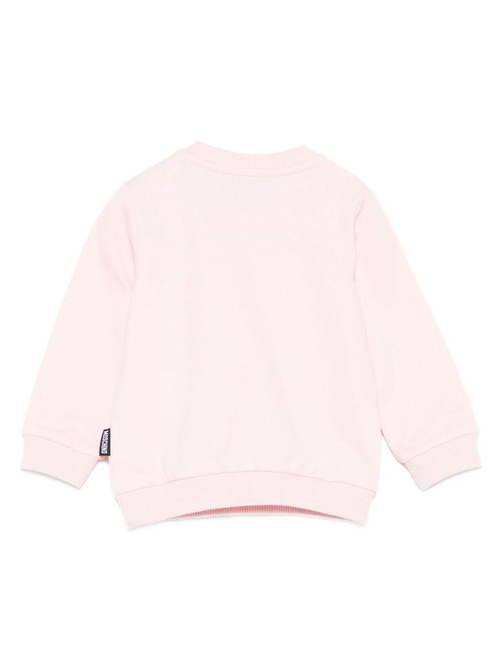 Felpa per neonata Moschino Kids rosa con logo Teddy Bear - Rubino Kids