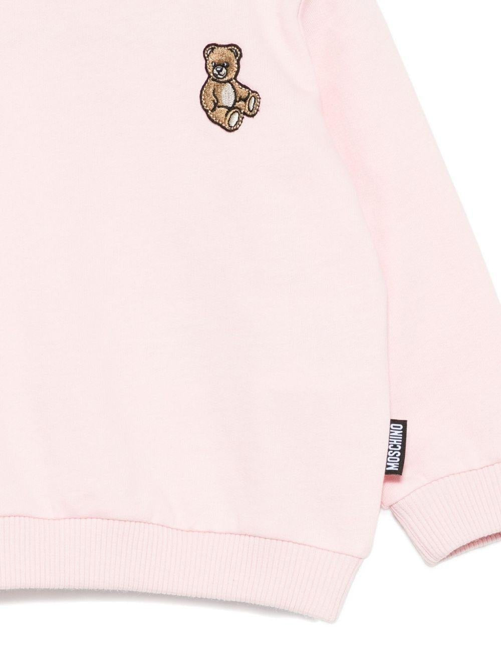 Felpa per neonata Moschino Kids rosa con logo Teddy Bear - Rubino Kids