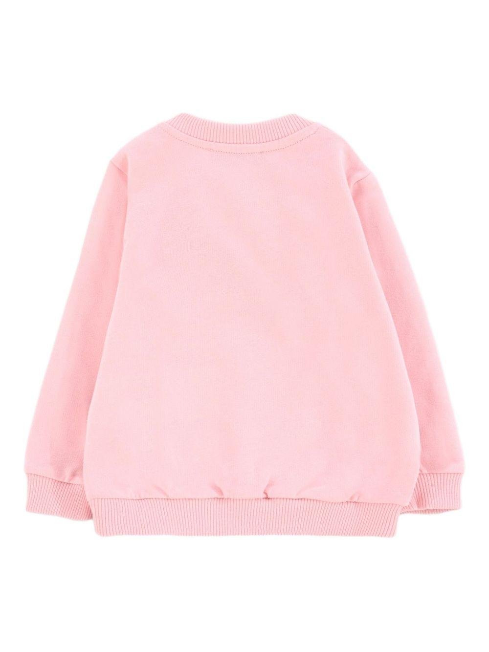 Felpa per neonata Moschino Kids rosa con logo Teddy Bear - Rubino Kids